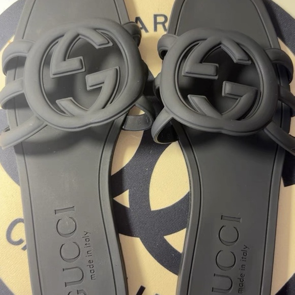 Gucci Gray Slide Sandals - Picture 1 of 6